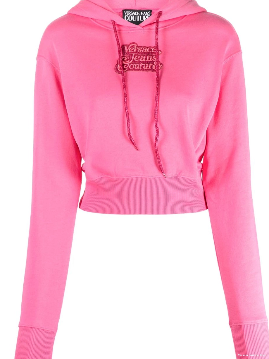Affordable Versace Jeans logo-embroidered Couture Women hoodie cropped 0718